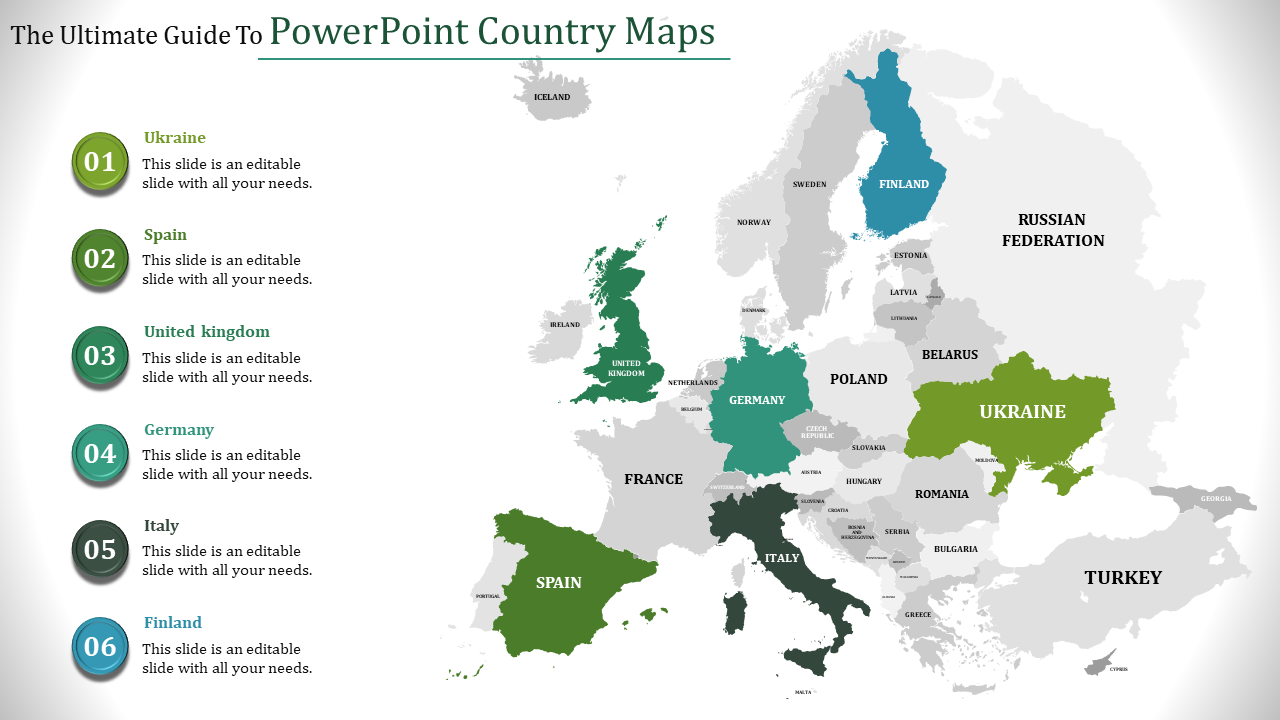 Grab Magnetic PowerPoint Country Maps for presentation slide